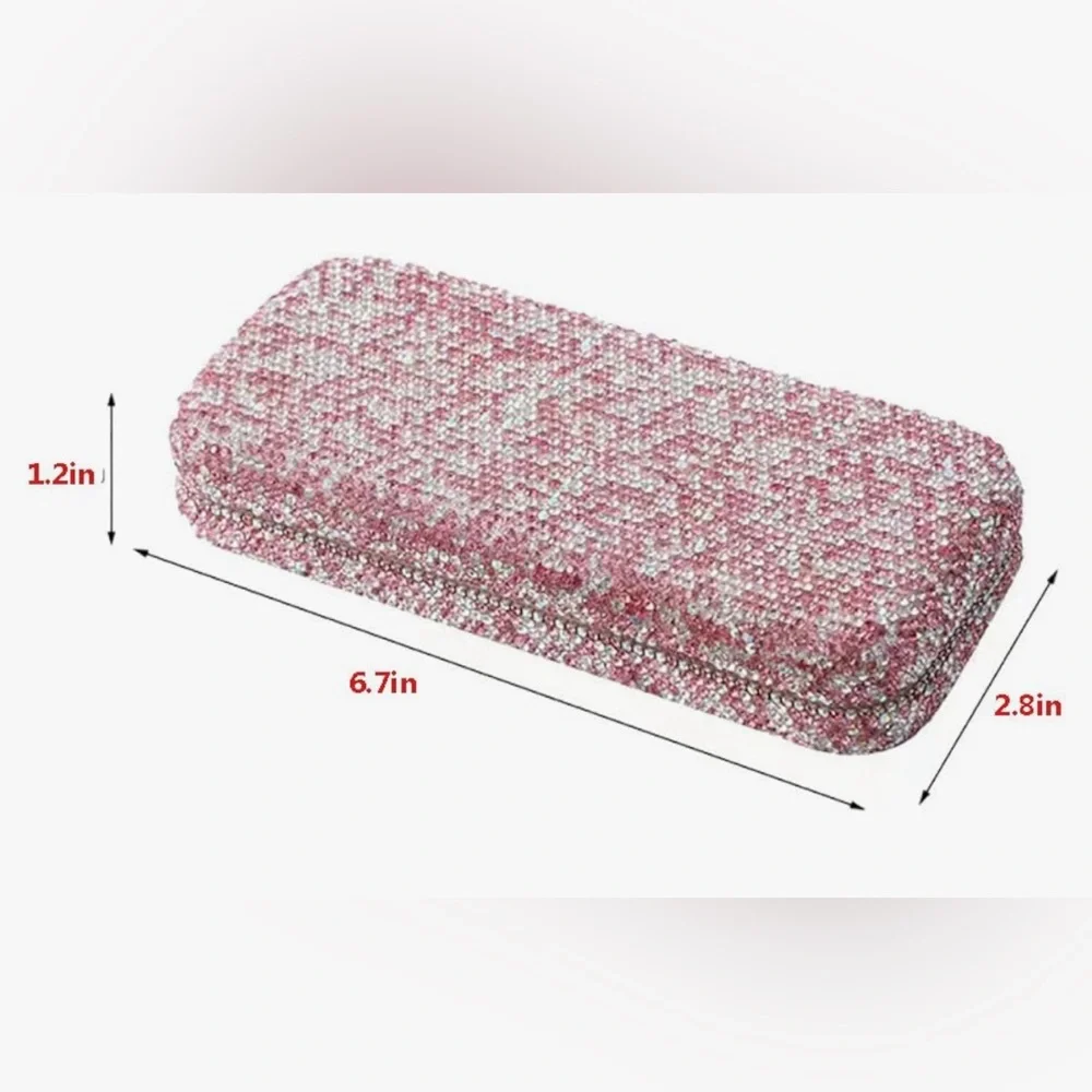 Pink Bling Diamond-Encrusted Hard Shell Eyeglasses Case NWOT